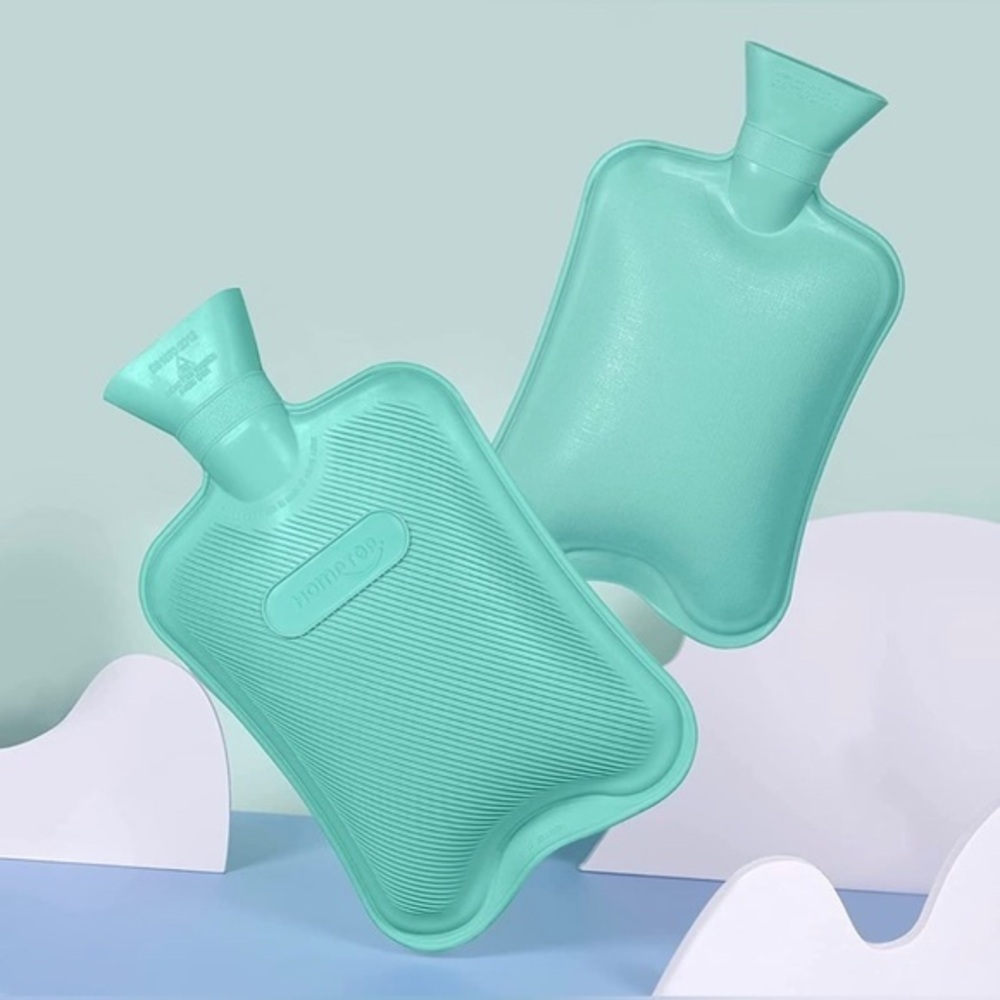 NEW HomeTop Premium Classic Rubber Hot Water Bottle – Mint Green, 1.6 L